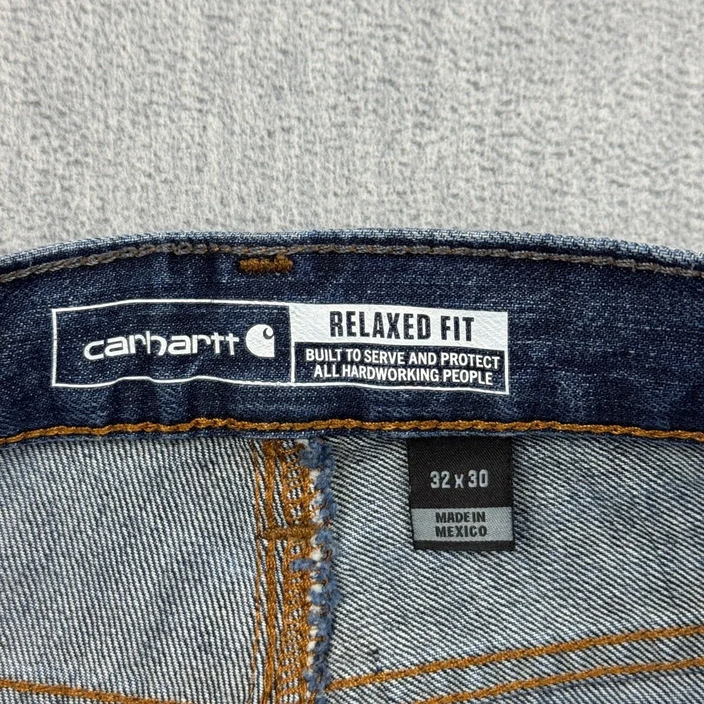 Carhartt Jeans Mens 32X30 Blue Denim Relaxed Fit Straight Workwear Pants 105119